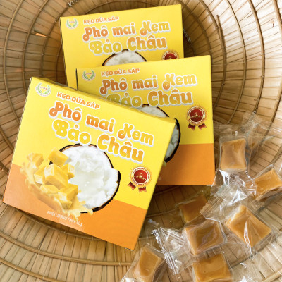 Combo 5 hộp Kẹo dừa sáp VICOSAP vị phô mai kem kẹo mềm dẻo ít đường đặc sản Trà Vinh