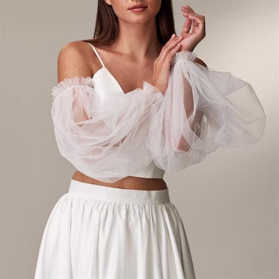 Găng tay chun phồng trơn màu trắng mẫu mới t5/2024