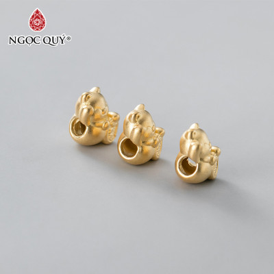Charm mèo thần tài may mắn bạc mạ vàng - Ngọc Quý Gemstones