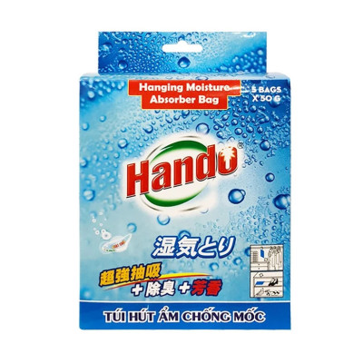 Combo 2 hộp 10 túi hút ẩm chống mốc treo tủ quần áo tủ giày dép tủ bếp Hando 5x50Gr