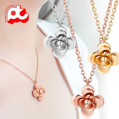 Dây chuyền nữ titan thời trang cao cấp mặt hình bông hoa trà thép không gỉ trangsucpt 3 màu DCNUT22