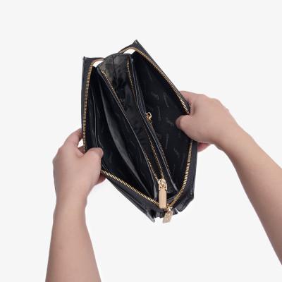 Clutch Da Hàng Hiệu Ví Nam Cầm Tay Công Sở GENCE HT11 Da Bò Cao Cấp Màu Đen