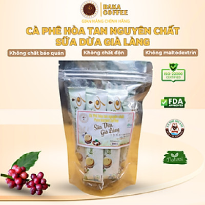 Cà Phê Hòa Tan Nguyên Chất SỮA DỪA GIÀ LÀNG - Bì Zip 10 gói