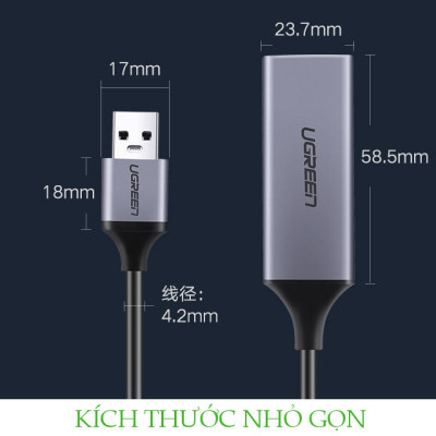 Bộ chuyển đổi USB 3.0 sang mạng LAN 10/100/1000Mbps RJ45 Gigabit Ethernet, mở rộng thêm cổng mạng cho máy tính, laptop... UGREEN CM209 50922 - Hàng Chính Hãng