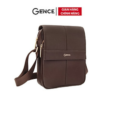 Túi Đeo Chéo Nam Hàng Hiệu GENCE TD09 Da Bò Mềm Cao Cấp Màu Nâu Đậm Dáng Dọc