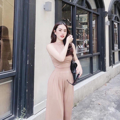 Set áo sát nách quần ống suông dáng dài tôn dáng tiểu thư sang chảnh