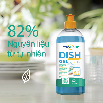 Gel rửa bát chuyên dụng cho máy nguyên liệu từ tự nhiên với hương gỗ và hương biển tươi mát All in One Stanhome DISH GEL WOODY 500ml