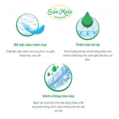Combo 2 Tã Dán Người Lớn SunMate XA2 mới size L-10 miếng