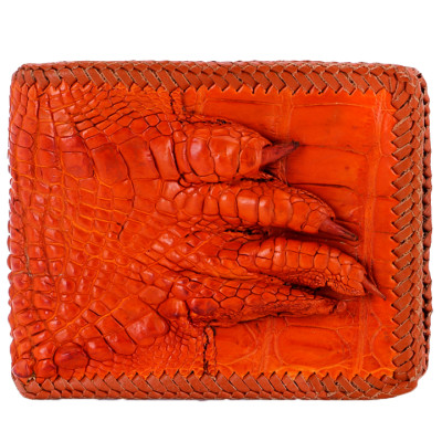 HC2716-17-18-19 - Ví nam Huy Hoàng da cá sấu đan viền gù chân màu đen, nâu đất, nâu đỏ, vàng bò