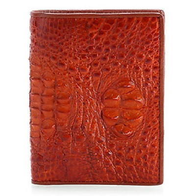 HJ2238 - Bóp nam Huy Hoàng da cá sấu nguyên con kiểu đứng màu vàng