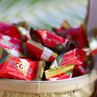 Kẹo dừa sáp VICOSAP nguyên chất kẹo mềm dẻo ít đường đặc sản Trà Vinh