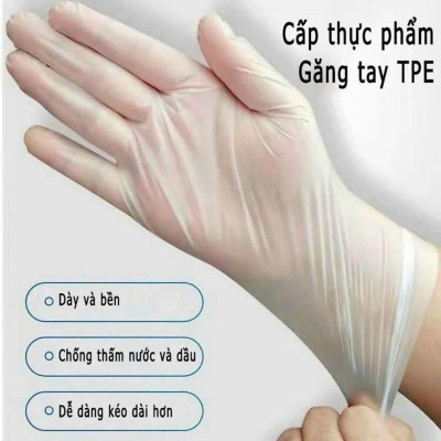 Hộp găng tay Victoria TPE (100 chiếc) siêu dai không thấm nước, Bao tay cao su an toàn tiện lợi (chọn size M hoặc L) Rửa Bát Chống Nước Đồng