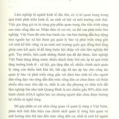 Tác Động Của Chính Sách Quản Lý Rừng Đến Mức Sống Dân Cư Nông Thôn Tỉnh Quảng Bình