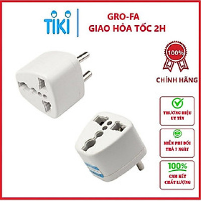 Giắc ổ cắm chuyển đổi đầu 3 chân sang 2 chân nguồn 220V thông thường - Hàng chính hãng
