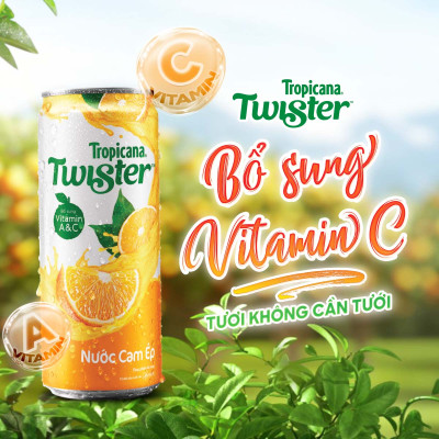Thùng 24 Lon Nước Trái Cây Twister Cam (320ml/Lon)