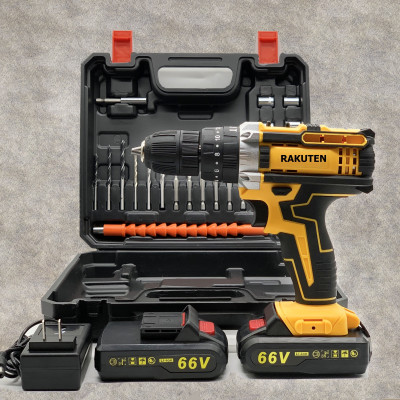 Bộ máy khoan pin RAKUTEN 66V  khoan tường, khoan sắt, khoan bê tông máy 2 pin, đảo chiều và mũi khoan