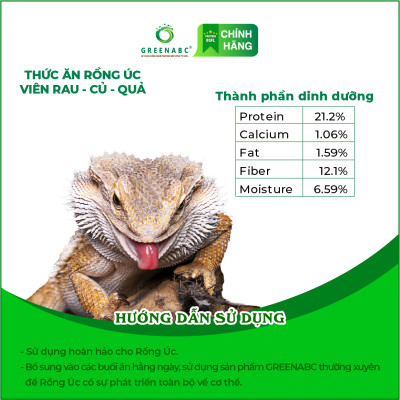 Thức ăn bò sát Rồng Úc viên RAU CỦ QUẢ GREENABC - Bổ sung đầy đủ dinh dưỡng từ thực vật - Hộp 60g