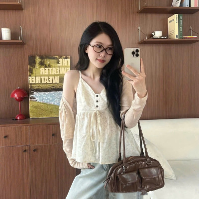 Áo Nữ Cardigan Khoác Ngoài Phối Áo 2 Lớp Vintage – Áo Kiểu Nữ Dáng Rộng Hàn Quốc