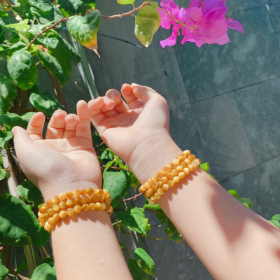 Vòng tay đá Mắt Hổ vàng tươi đồng tâm quấn 3 vòng 6ly