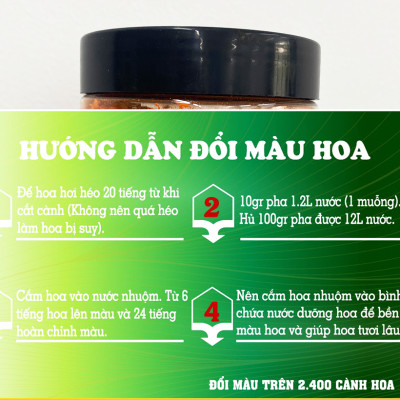 Thuốc Bột Nhuộm Hoa Tươi  màu thực phẩm Ấn Độ (Combo 3 hộp tùy màu) giúp đổi màu hoa cắt cành (1 hủ pha 12L nước màu)