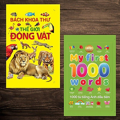 Sách - Combo 2 quyển Từ Điển Anh - Việt - My First 1000 Words + Bách khoa thư về thế giới động vật ( Bìa Cứng) (VT-MK)