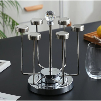 Giá Úp Cốc Đẹp Để Bàn, LUXURY Giá Để Cốc Chén Inox Cao Cấp Xoay 360 Độ Sang Chảnh Và Tiện 