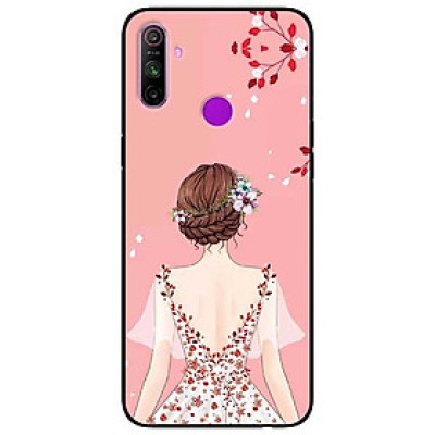 Ốp lưng dành cho Realme C3 mẫu Cô Gái Váy Hồng Nền Hồng