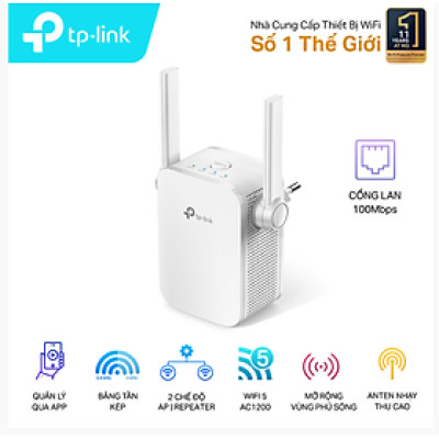 Bộ mở rộng sóng wifi TP-Link RE305 (Chuẩn AC/ AC1200Mbps/ 2 Ăng-ten ngoài/ Wifi Mesh/ 15 User) - Hàng chính hãng FPT phân phối