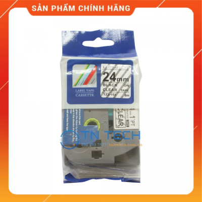 Nhãn In Tz2-151 - Đen nền trong 24mm x 8m - Dùng cho máy in BROTHER - AIMO - PUTY [Hàng nhập khẩu]