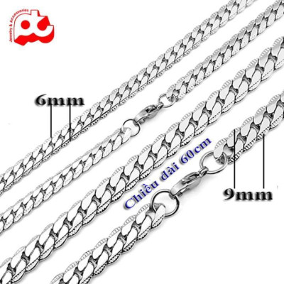 Dây chuyền cao cấp thép không gỉ titan nam đẹp lặc khít chạm 2 bên trangsucpt kích cỡ 6mm PTDCNA56