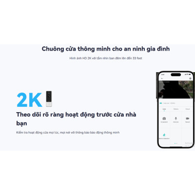 Chuông cửa Wi-Fi MEARI B1 tích hợp camera 3MP, Tích hợp Pin 5200mAh, Đàm thoại 2 chiều, phát hiện chuyển động - hàng chính hãng