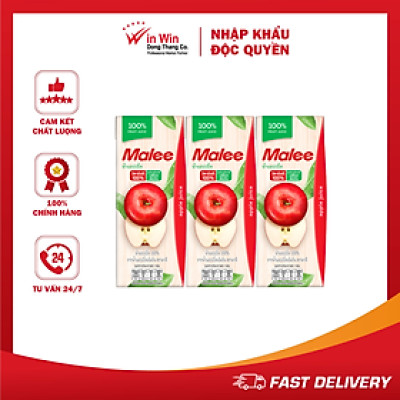 COMBO 3 Hộp Nước Ép Táo Malee 200ml | Malee 100% Apple Juice 200ml