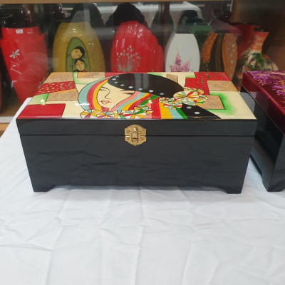Hộp nữ trang 2 tầng Sơn Mài Cao Cấp Thanh Bình Lê đựng đồ trang sức, vật dụng nhỏ xinh, làm quà tặng,...