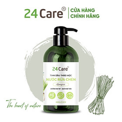 Nước Rửa chén hữu cơ trẻ em 24Care - Hương thảo mộc thiên nhiên Sả chanh/ Bạc hà/ Cam ngọt - Đuổi muỗi và côn trùng - Thơm nhẹ diệt khuẩn loại bỏ vết bẩn cứng đầu