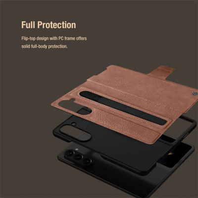 Case bao da chống sốc cho Samsung Galaxy Z Fold 5 trang bị ngăn đựng S-Pen hiệu Nillkin Aoge Leather Cover Case (bảo vệ máy cực tốt, chất liệu da PU cao cấp, thiết kế thời trang cá tính) - hàng nhập khẩu