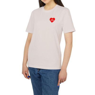 Áo Thun Nữ In Logo Trái Tim Love Cổ Tròn Tay Ngắn Màu Đen Trắng