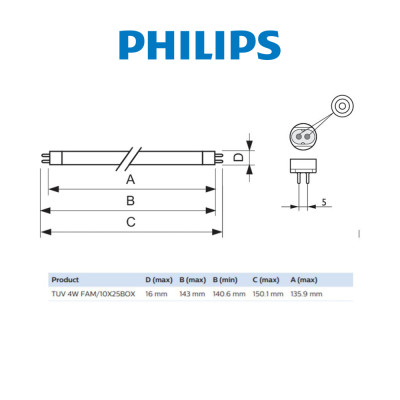 Đèn PHILIPS diệt khuẩn TUV 4W