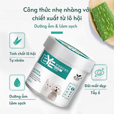 Khăn Ướt Lau Mắt Lau Tai Chiết Xuất Từ Nha Đam An Toàn Cho Chó Mèo Hộp 130 Miếng