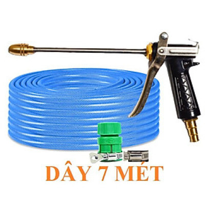  Bộ dây vòi xịt nước rửa xe, tưới cây . tăng áp 3 lần, loại 7m, 10m 206318 đầu đồng, đai, + tặng mở chai