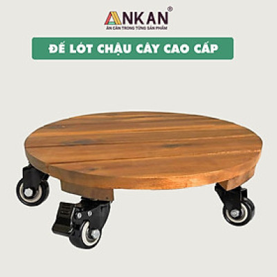 Đế Kê Chậu Cây Có Bánh Xe ANKAN, R30cm Làm Giá Đỡ Kệ Hoa Cây Cảnh, Màu Vàng Nắng, Chịu Tải 150Kg