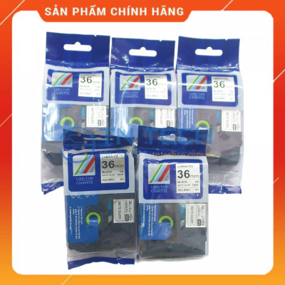 Nhãn In HZE-M961 - Đen nền bạc 36mm x 8m - Dùng cho máy in BROTHER - AIMO - PUTY [Hàng nhập khẩu]