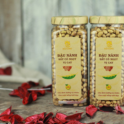 Combo Đậu Nành Sấy Cỏ Ngọt Vị Cay Hải Long (230g) + Mứt Gừng Nướng Mật Ong Hải Long (120g)