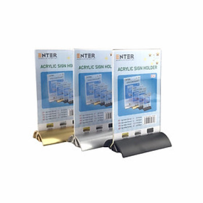 Kệ menu nhà hàng, Standee mica để bàn, Bảng quét mã QR Code, Kệ mica 2 mặt Enter E40 100x150mm đế nhôm cao cấp A6