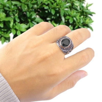 Nhẫn nam titan cao cấp thời trang rẻ đẹp nhẫn mỹ inox thép không gỉ trangsucpt đá đen nhẫn PTNNA06