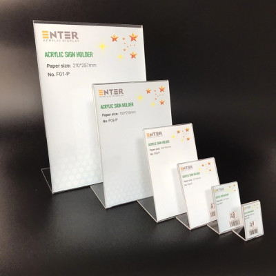 Kệ mica 1 mặt Enter F02-P 150x210mm A5 đứng, Kệ menu chữ L, Khung thông tin sản phẩm, Khung bảng giá, Kệ trưng bày để bàn