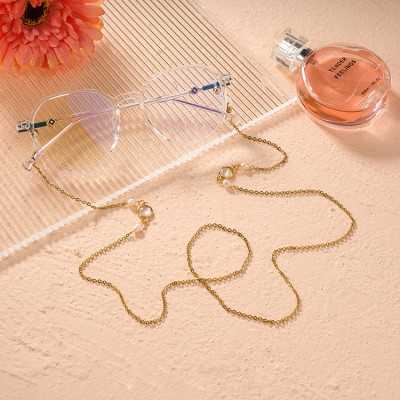 Phụ kiện kính chuỗi đeo kính ấn tượng phong cách Hàn Quốc mix đá và ngọc trai abs