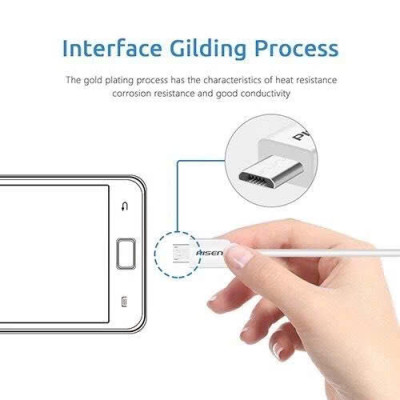 Cáp Pisen Micro USB 2A 800mm (MU01-800)- Hàng chính hãng, check QR kiểm tra và kít hoạt bảo hành