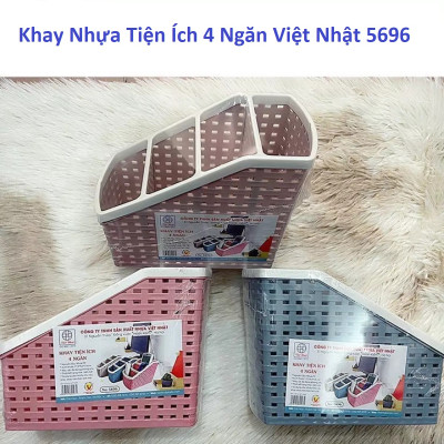 Khay đựng bút 4 ngăn để bàn nhựa VIỆT NHẬT 5696 - màu ngẫu nhiên