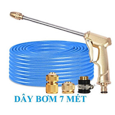 Bộ dây vòi xịt nước rửa xe, tưới cây . tăng áp 3 lần, loại 7m, 10m 206701-3 đầu đồng,cút đồng+tặng móc khoá