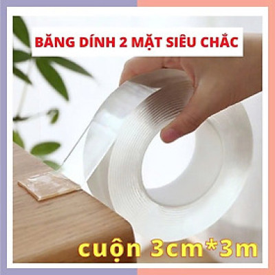 Cuộn băng keo trong suốt đa năng dán siêu dính trên mọi bề mặt, keo nano 2 mặt chống thấm tiện lợi dài 3cmx5m Cuộn keo chống thấm nhà bếp trong suốt